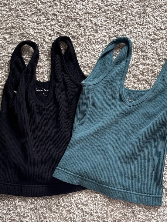 Love Tree Tops - Bundle of 2- Love Tree Ribbed Tank Tops - Black & Teal Green